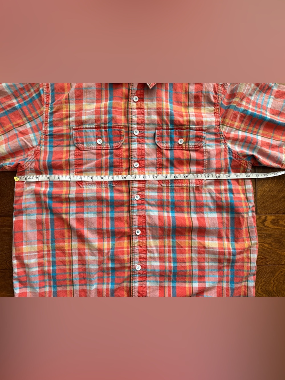Kavu Men's XL Plaid Orange Short Sleeve Button Up Casual Shirt Hiking Outdoor - Picture 4 of 8